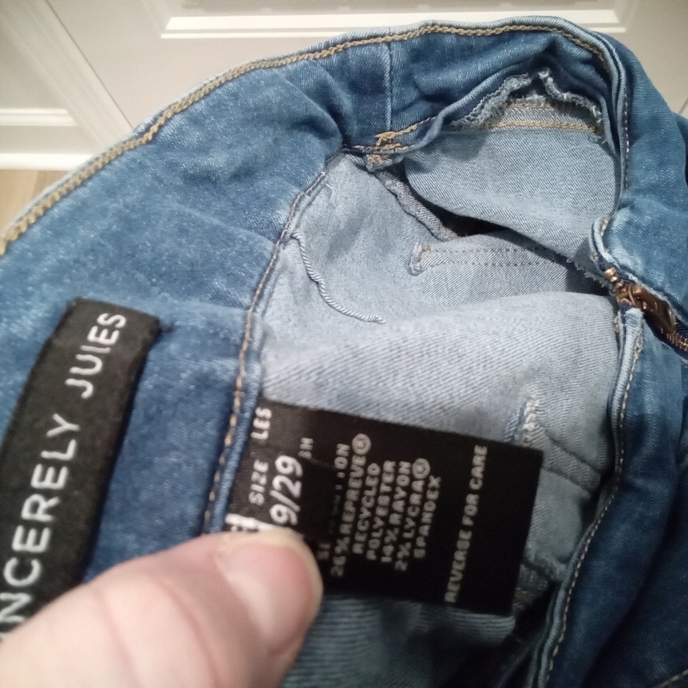 Sincerely Jules Retro V-Shaped Zippered Front Blue Jeans Juniors Size 9 - Picture 5 of 16